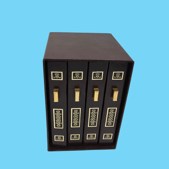 Mid Century Photo Album Set for 3x5 Photos (Embossed Spines with Gold Handles) - Picture 2 of 15